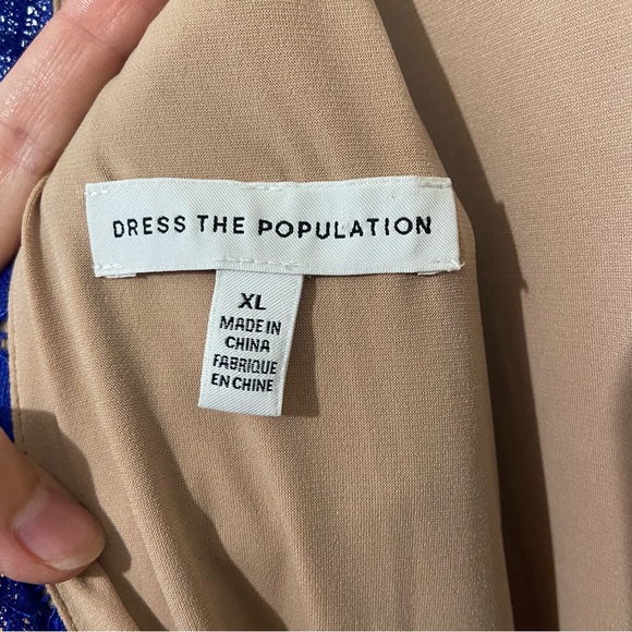 Dress the Population Kendra Body-Con Low-Back Blue Lace Midi Dress XL - Picture 9 of 9